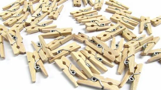 HaberCrafts Mini Pegs Wooden Natural Plain 25mm Craft Doll House (Pack Of 50)