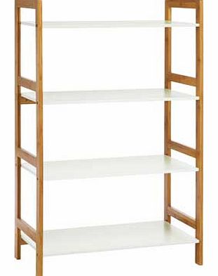 Drew Wide 4 Shelf Bookcase - White and