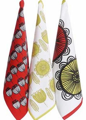 Habitat Freda Set of 3 Floral Patterned Tea Towels