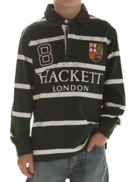 Hackett Childrenswear Hackett Quilt Inch Stripe Rugby Shirt - Green
