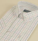 Hackett Mens Hackett White with Multicoloured Check Short Sleeve Cotton Shirt
