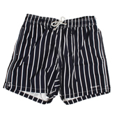 Navy and White Stripe Swim Shorts