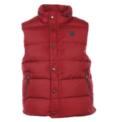 Red Padded Hooded Gilet
