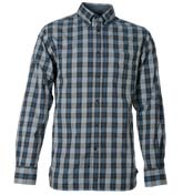 Sky and Navy Check Tailored Fit Shirt