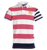 White and Pink Stripe Polo Shirt