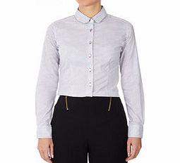 White and black motif cotton shirt
