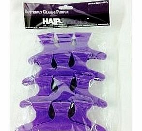  Butterfly Hair Salon Section Clamps/Clips X12 PURPLE