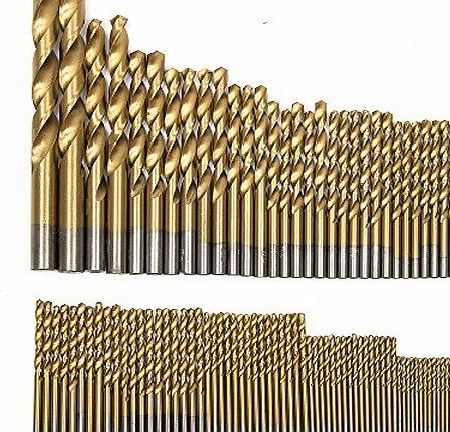 Hakkain 99pcs/Set Titanium Coated HSS High Speed Steel Drill Bit Set Tool 1.5mm - 10mm Drill Bit