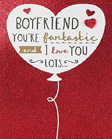 Hallmark Valentines Day Boyfriend Contemporary Red Glitter Card - Medium