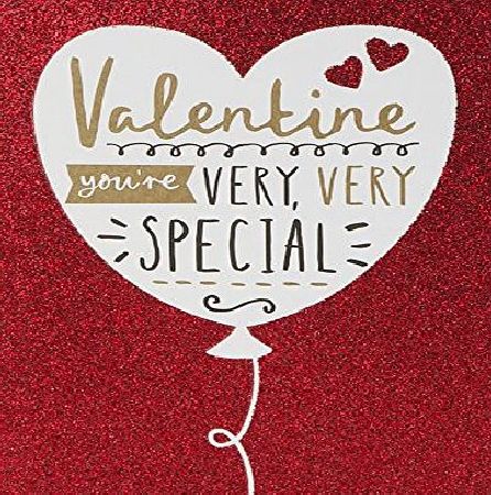 Hallmark Valentines Day Contemporary Red Glitter Card - Medium