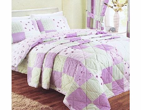 Hallways Patchwork Lilac Green Single Bed Size Printed Bedspread