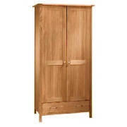 2 Door 1 Drawer Wardrobe, Oak