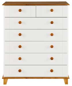 5 Wide 2 Narrow Drawer Chest - White