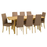 Dining Table & 8 Lucca Chairs, Brown