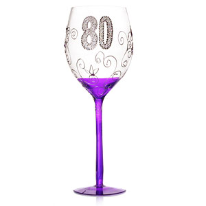 Finished Large Clear 80th Birthday Wine Glass