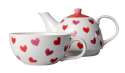 hand painted Hearts Teapot and Cup