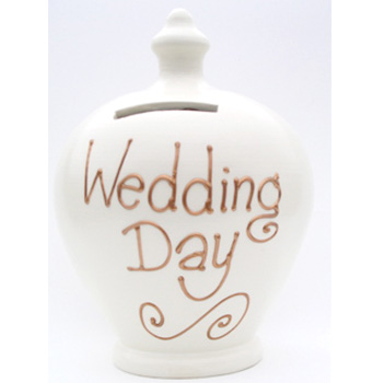 hand painted Terracotta Wedding Money Pot