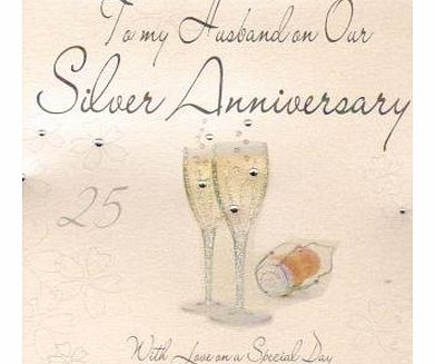 Handmade Anniversary Card Husband Silver (25th) Anniversary, Handmade Anniversary Card
