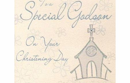 Handmade Christening Card Special Godson Christening, Handmade Christening Card