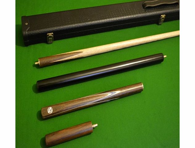 Handmade Cues Beautiful 57 Inch Handmade 3/4 Handspliced Rosewood Butt with an Ash Shaft Snooker/Pool Cue with a Stunning Case, Mini-Butt and Wooden Extension.