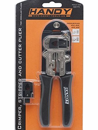 Handy-Tools 10171 ADSL Modem Telephone Handset Cables (RJ9 RJ10 RJ22 RJ11 RJ12) - Crimper Stripper Cutter - 6P6C 4P4C Plier Tool
