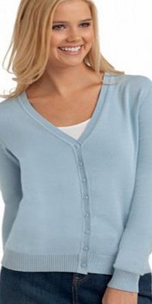 Hanes Womens Cotton V Neck Long Sleeve Knitted Cardigan Top - Blue - XL (18/20)