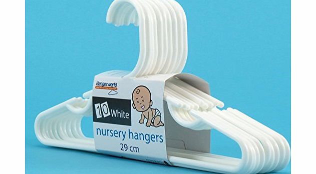 HANGERWORLD Pack of 40 Childrens White Plastic Coat Hangers with Trouser Bar 29cm - For Baby amp; Toddler Clothes