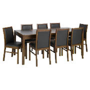 Dining Table & 8 Chairs, walnut effect