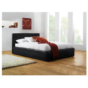Double Bed, Black Faux Leather With