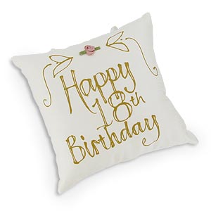 happy 18th Birthday Hand Painted Silk Pillow