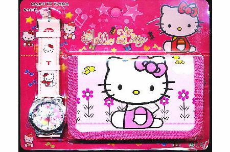 Hello Kitty Childrens Watch Wallet Set For Kids Children Boys Girls Great Christmas Gift Gifts Present - Sold by Happy Bargains Ltd (Colours and Designs May Vary)