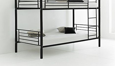 Happy Beds Cherry Black Finished Quality Metal Bunk Bed With 2x Memory Foam Mattress