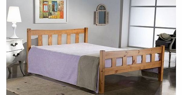 Happy Beds Miami 4 Small Double Size Quality Double Bolted Antique Pine Finised Wooden Bed With Orthopaedic Mattress