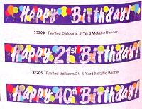 Happy Birthday Happy birthday 15ft metallic banner - Painted Balloons