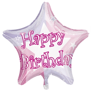 Birthday Pink Shimmer Star Balloon