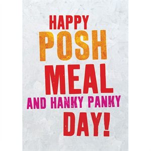 Happy Posh Meal And Hanky Panky Day Greeting Card