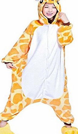 Womens Ladies Mens Adult Unisex Fleece Animal Onesies Novelty Monster Pyjamas Nightwear Costumes--Giraffe,Large