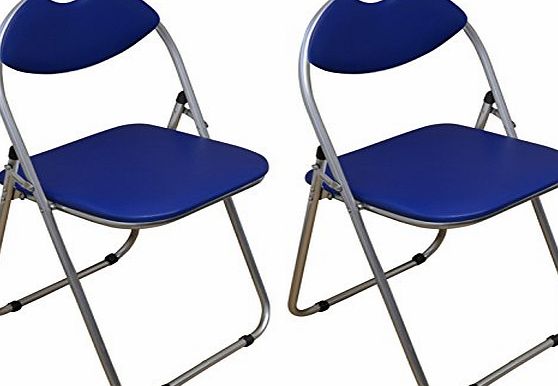 Harbour Housewares Blue Padded, Folding, Desk Chair - Pack of 2