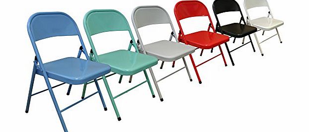 Harbour Housewares Sky Blue, Duck Egg, Grey, Red, Black, White Metal Folding Desk Chairs - Pack of 6