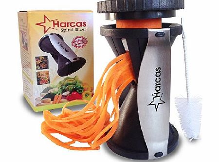 Harcas Spiralizer Premium Spiralizer - Harcas Spiral Vegetable Slicer - The BEST SELLING PREMIUM BRAND Courgette Noodle Maker - Highest Quality Japanese Blades - 2 Julienne Sizes - Package Includes - Cleaning Brush, Th