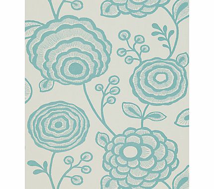 Harlequin Beatrice Wallpaper, Turquoise, 110142