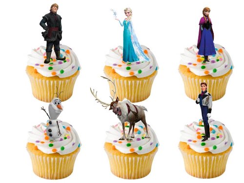 24 x Disney Frozen STAND UP STANDUPS Fairy Muffin Cup Cake Toppers Decoration Edible Rice Wafer Paper