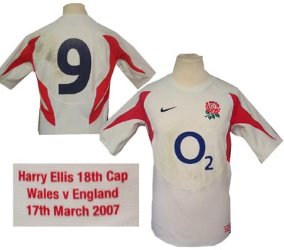 Ellis - England No. 9 match worn shirt v Wales 17th March 2007