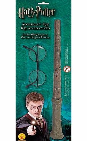 Rubies Fancy Dress - Harry Potter Accessory Kit - Includes Wand and Glasses