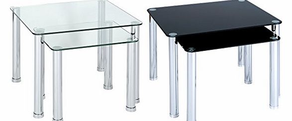 Hartleys Nest of 2 Tables - Available in Black or Clear Glass