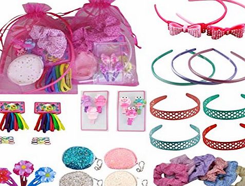 HaSaH Christmas Stocking Filler Pre Filled Organza Girls Pink Party Goody Loot Bag