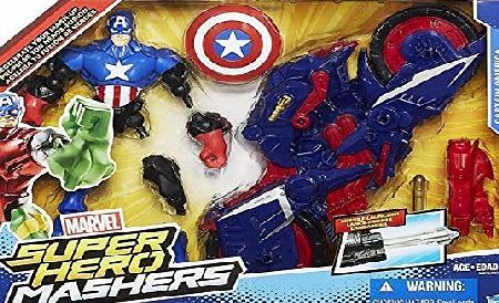 Hasbro Marvel Toy - Super Hero Mashers - Captain America Deluxe Action Figure with Capcycle Motorbike