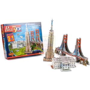 MB Games 3in1 Mini US Landmarks Puzzle 257 Pieces