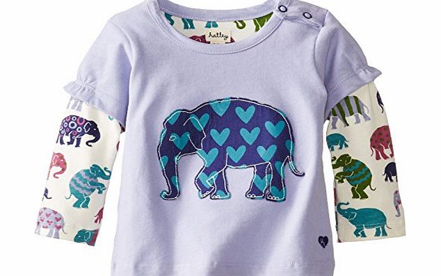 Hatley Baby Girls Infant 2 in 1 Tees Elephants Long Sleeve T-Shirt, Purple, 3-6 Months