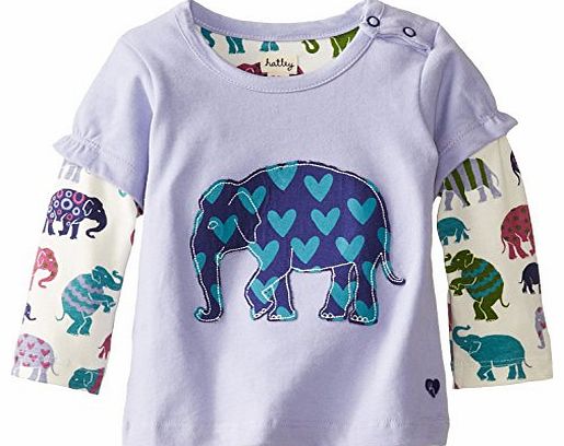 Baby Girls Infant 2 in 1 Tees Elephants Long Sleeve T-Shirt, Purple, 6-12 Months